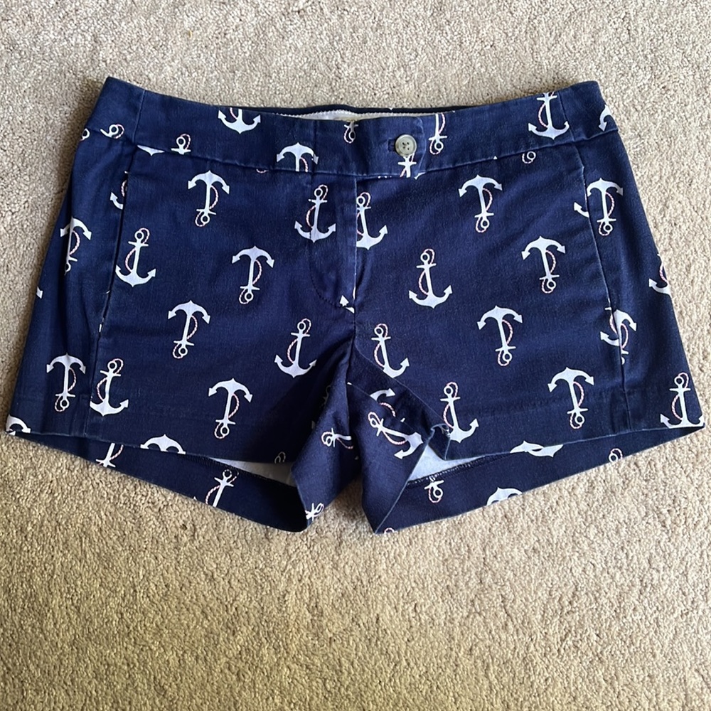 J. Crew 3” Stretch Chino‎ Nautical Anchor Navy Shorts